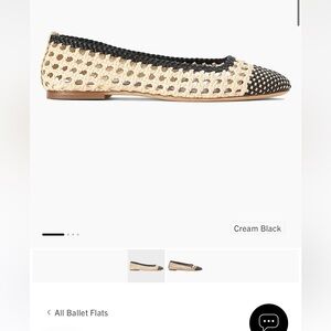STAUD Women's Cream and Black crochet Ballet Flats